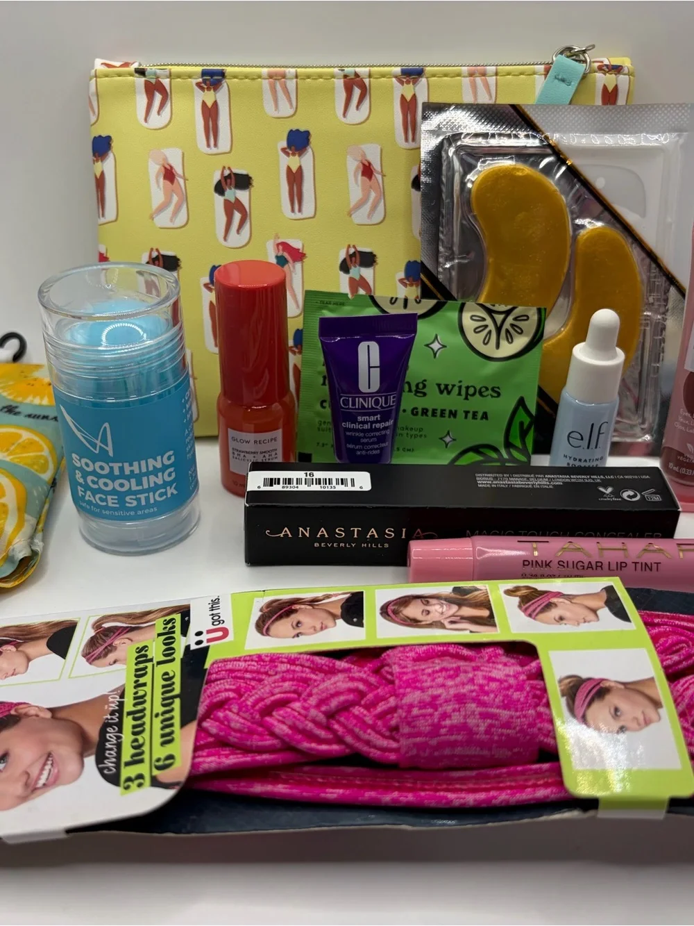 Assorted Women’s Skincare & Beauty Set - Clinique, ELF, Anastasia (Yellow)